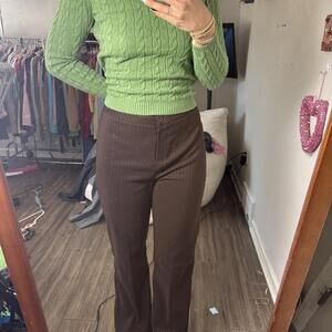 y2k office siren brown pin stripe trousers